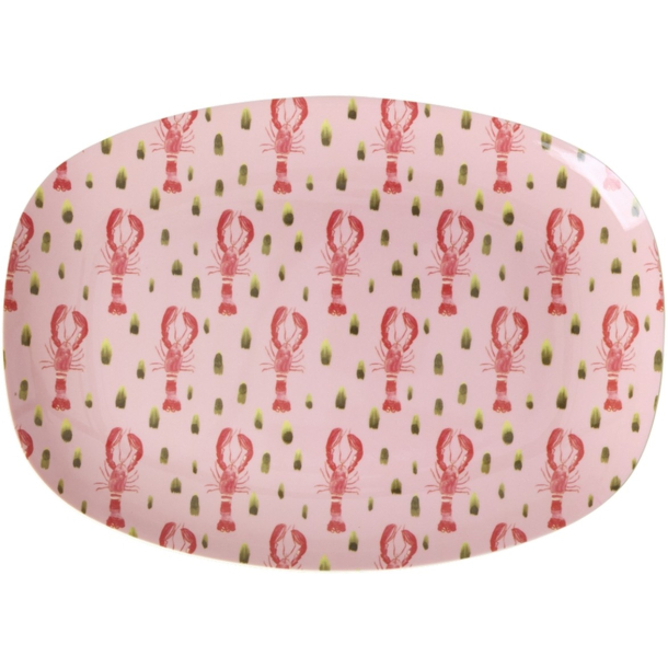 Rice Lille Rektangulr Melamin Dessert tallerken, Multi - Funky Stripes Print