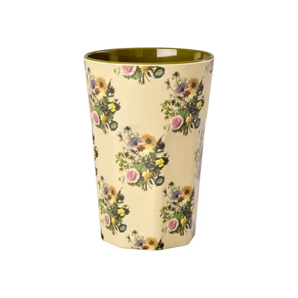 Rice latte kop, Retro Bouquet Print