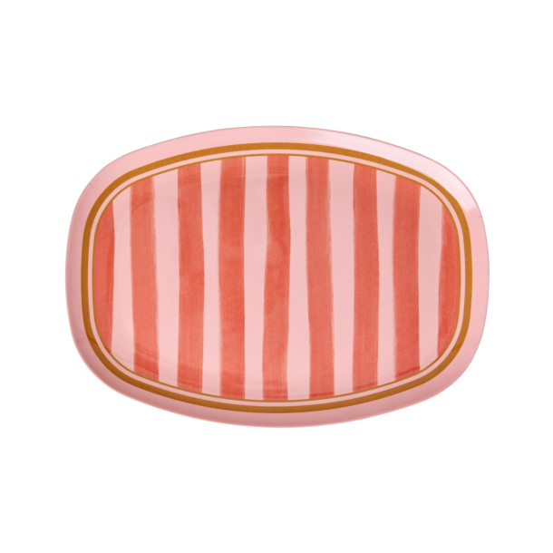 Rice Rektangulr Melamin Middagstallerken, striber