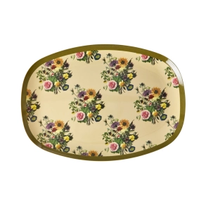 Rice, Stor Rektangul�r Middagstallerken - Creme - Retro Bouquet