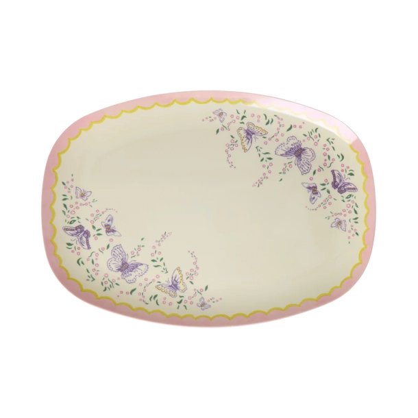 Stor Rektangul�r Middagstallerken - Hvid - Spread Your Wings Print