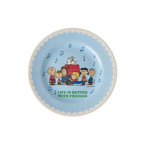 Rund Sidetallerken - Lys Bl� - Snoopy Print