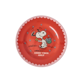 Rund Sidetallerken - R�d - Snoopy Print Good Vibes Only