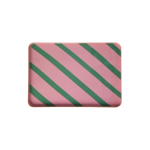  Rice metal bakke, striber, koral/gr�n 22x31,5cm