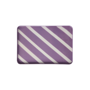 Rice metal bakke, striber, hvid/lilla 22x31,5cm