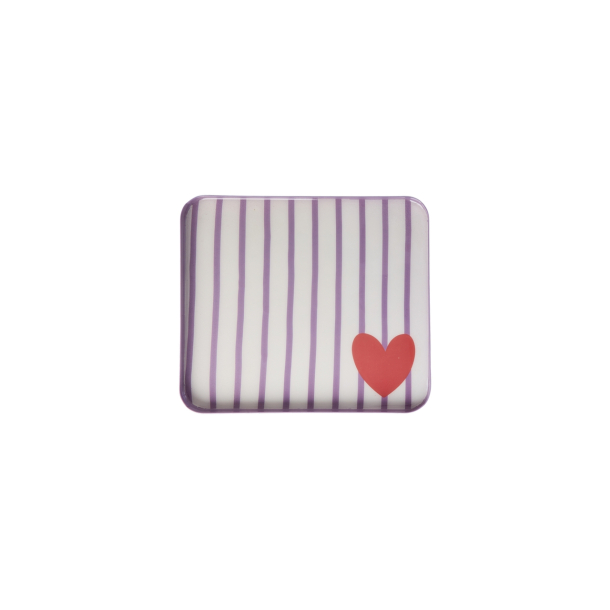 Rice metal bakke, striber og hjerte 18,5x21,5cm