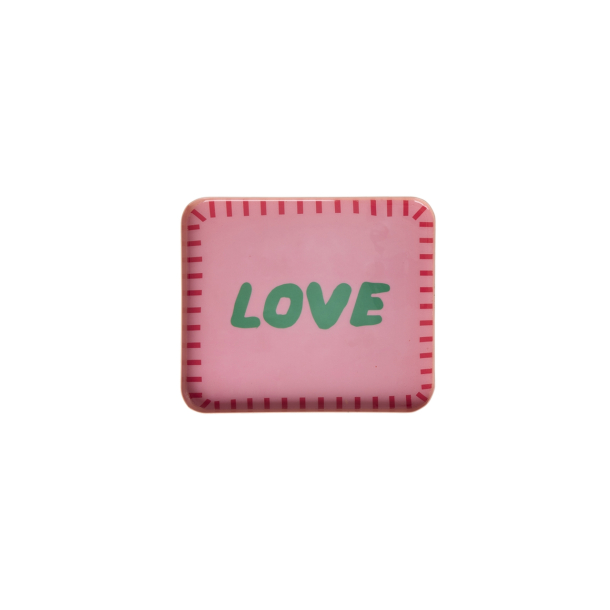 Rice metal bakke, LOVE 18,5x21,5cm