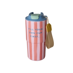 Rice, Rustfrit stl termo kop, Pink, striber