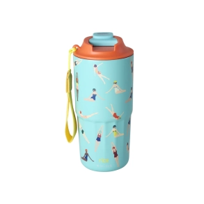 Stor Rustfri St�l Termokop - Bl� - Retro Swimster Print