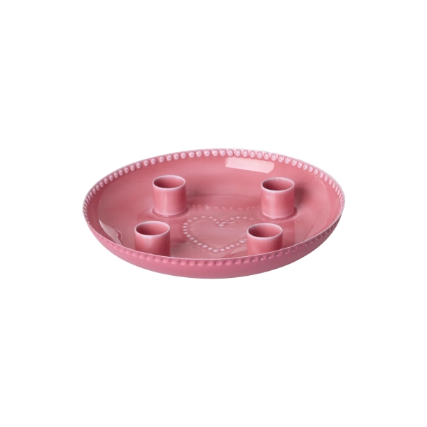 Rice Metal Lysestage - Koral m. hjerte