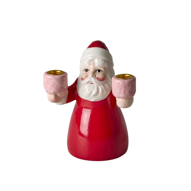 Rice, Lille Julemand Keramik Lysestage - Rd Salgspris