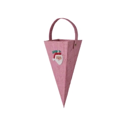 Rice, Stor Raffia Julepynt - Pink - Julemand
