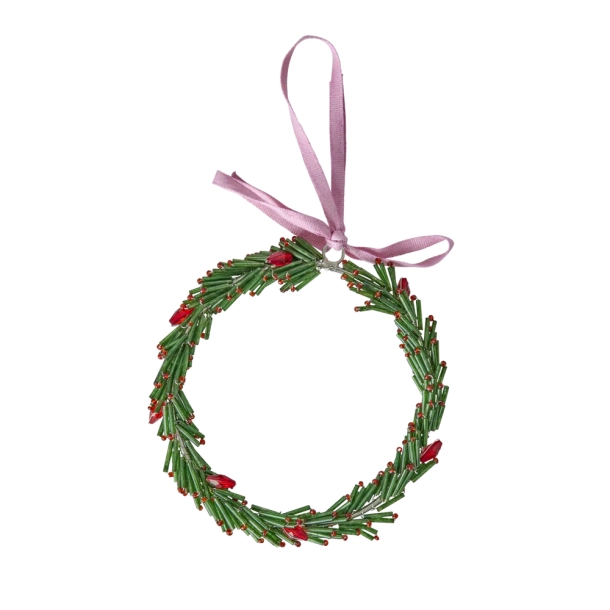 Rice, julekrans med perler, 12cm