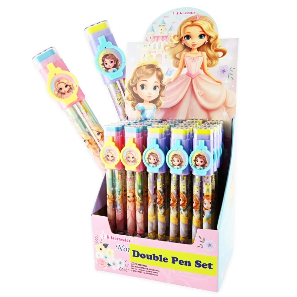 Dobbelt pen med viskelder, prinsesser