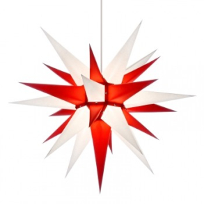 Adventsstjerne, papir, 60 cm, usamlet, rd & hvid