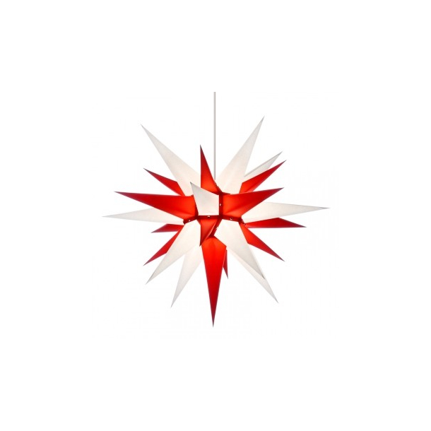 Adventsstjerne, papir, 60 cm, usamlet, rd &amp; hvid
