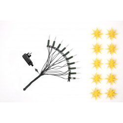 Adventsstjerne lysk�de (LED), plast, 13cm, samlet,  gul (Ude- og indend�res)