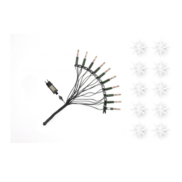 Adventsstjerne lyskde, (LED) plast, 13cm, samlet,  hvid (Ude- og indendres)