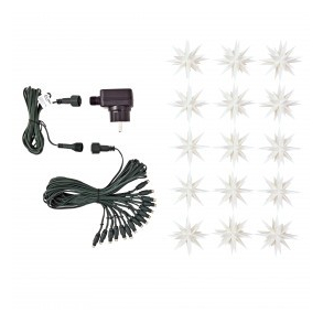 Adventsstjerne lyskde, (LED) plast, 8cm, samlet,  hvid (Indendres)