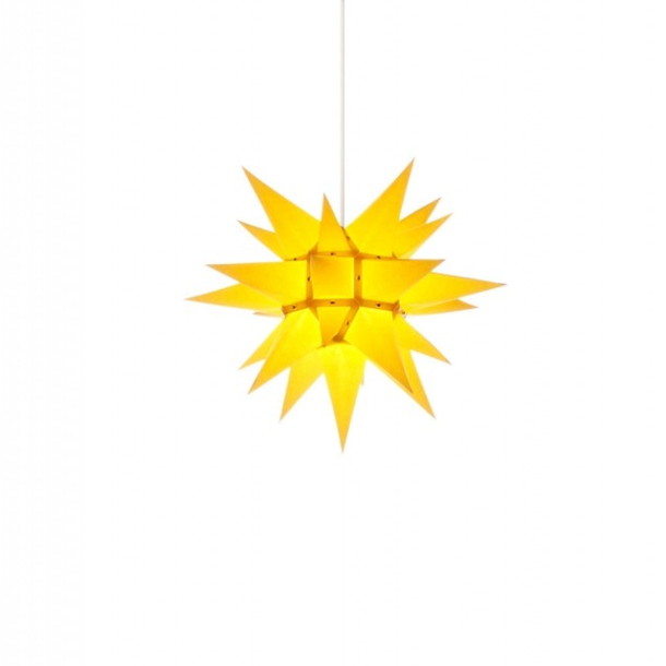 Adventsstjerne, papir, 40 cm, usamlet, gul