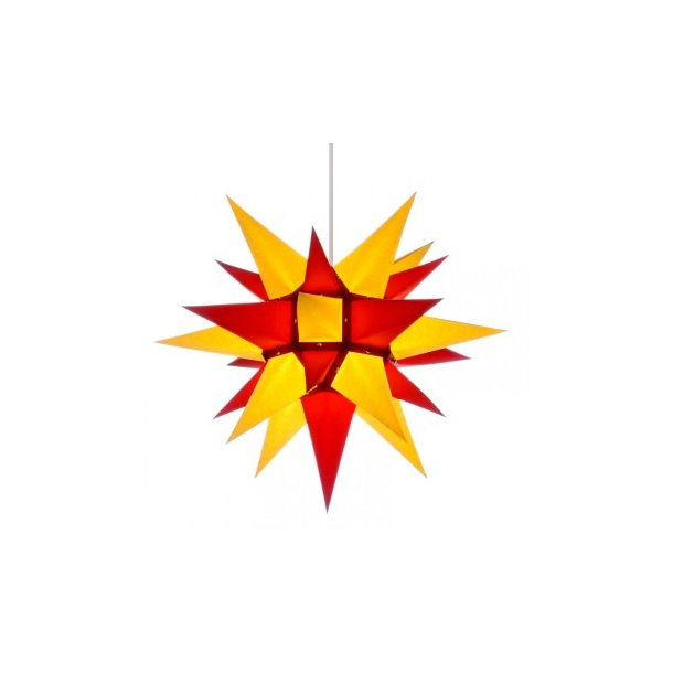 Adventsstjerne, papir, 40 cm, usamlet, rd &amp; gul