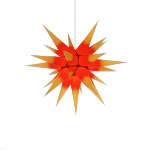 Adventsstjerne, papir, 60 cm, usamlet, gul med rd kerne