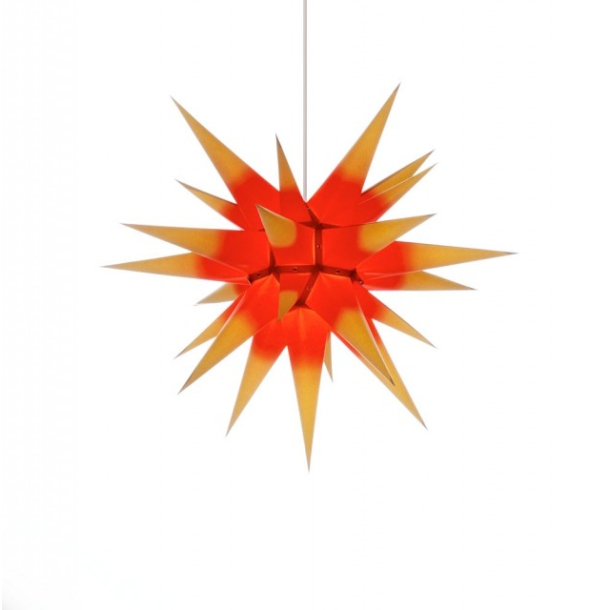 Adventsstjerne, papir, 60 cm, usamlet, gul med rd kerne