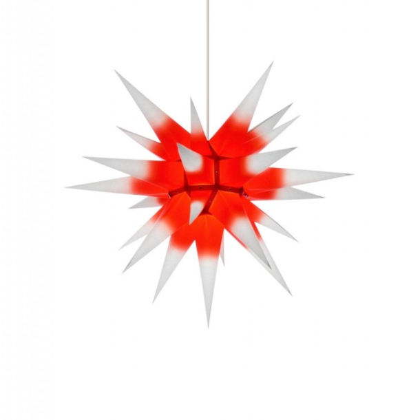 Adventsstjerne, papir, 60 cm, usamlet, hvid med rd kerne