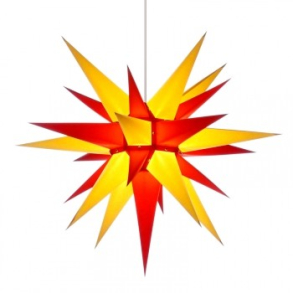 Adventsstjerne, papir, 60 cm, usamlet, rd & gul