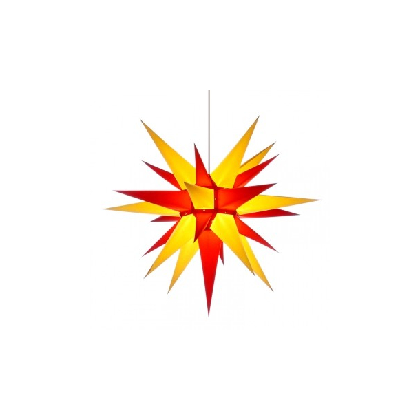Adventsstjerne, papir, 60 cm, usamlet, rd &amp; gul