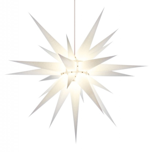Adventsstjerne, papir, 80 cm, usamlet, hvid 