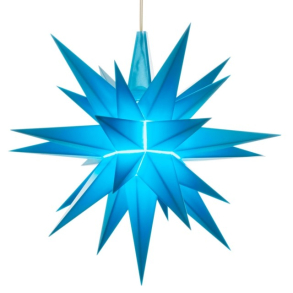 Adventsstjerne plast, 13cm, samlet, bl� (LED)