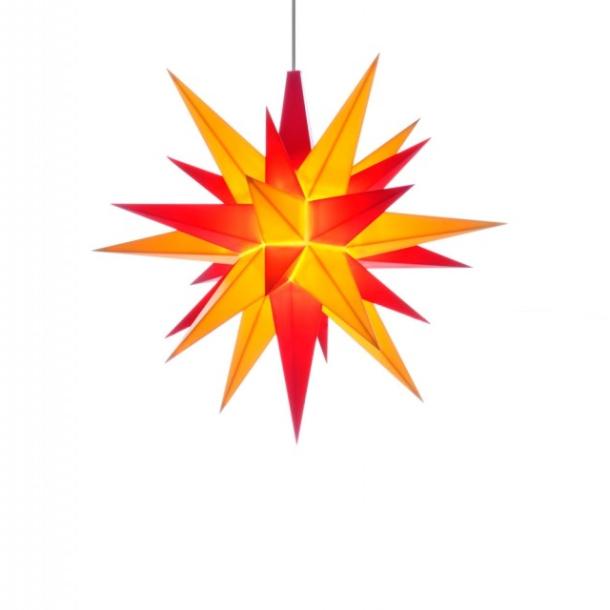 Adventsstjerne, plast, 13cm, samlet, gul &amp; rd (LED)