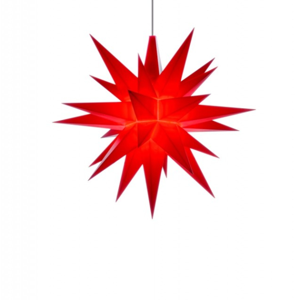 Adventsstjerne, plast, 13cm, samlet, rd (LED)