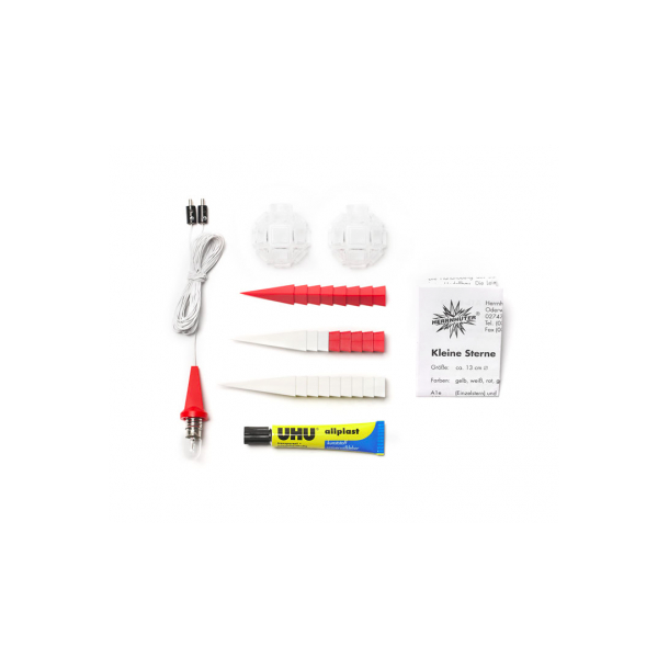 Adventsstjerne, plast, 13cm, usamlet, hvid/rd (LED)