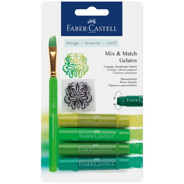 Akvarel farvekridt Gelatos grn, st med 4