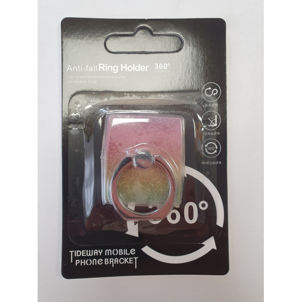 Anti fall ring holder, regnbue glimmer
