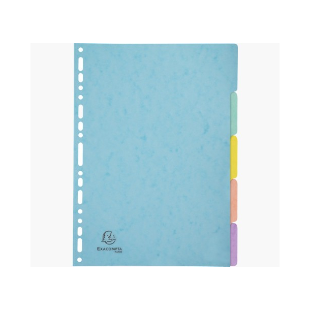 Aquarel Faneblade / register, 5 blade, Pastelfarvet