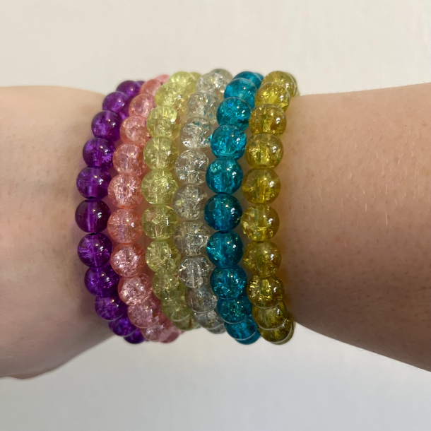 Armbnd med runde perler, elastiksnor