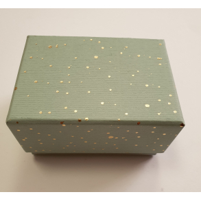 Artebene ske, stvet grn med guld prikker