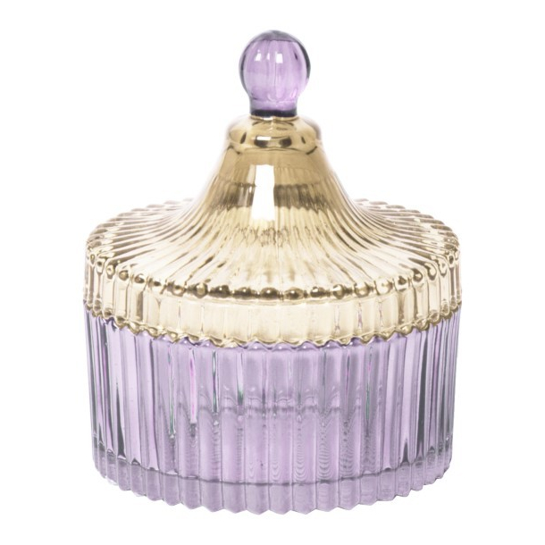 Au Maison, Opbevaringskrukke med striber, lys lilla, 12,5x10,5 cm