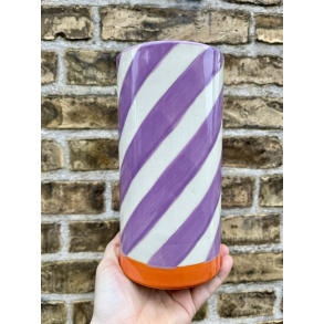 Au Maison Vase, swirl, lilla/orange, 20x10 cm