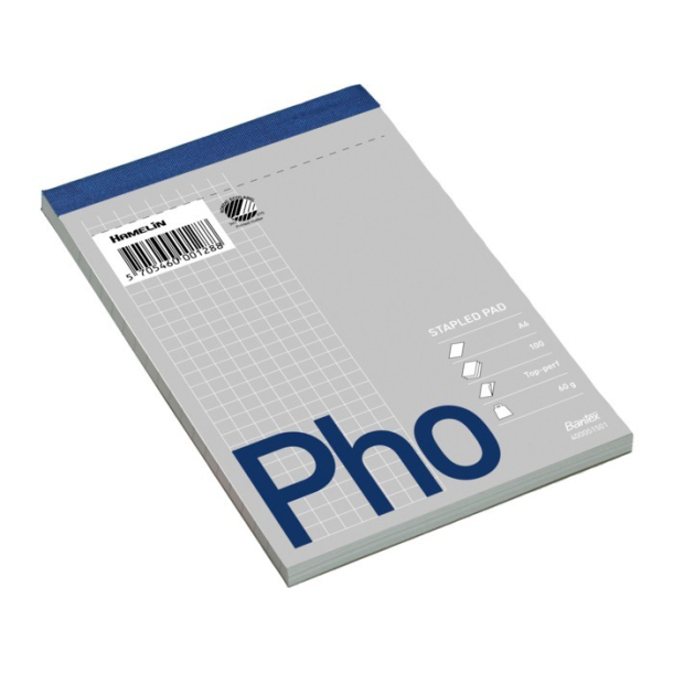 Bantex toplimet blok, A4, 100 blade, kvadreret