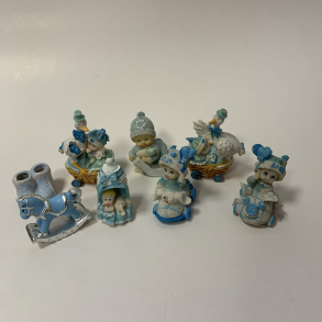 Barnedbsfigur, baby, lysebl,