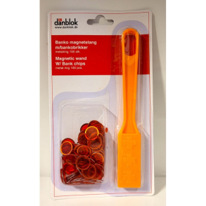 Banko stang med magnet & 100 brikker, assorteret farver