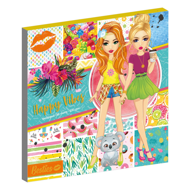 Besties - Design Pad 25 x 25 cm - Happy vibes - 20 ark, 230 gram