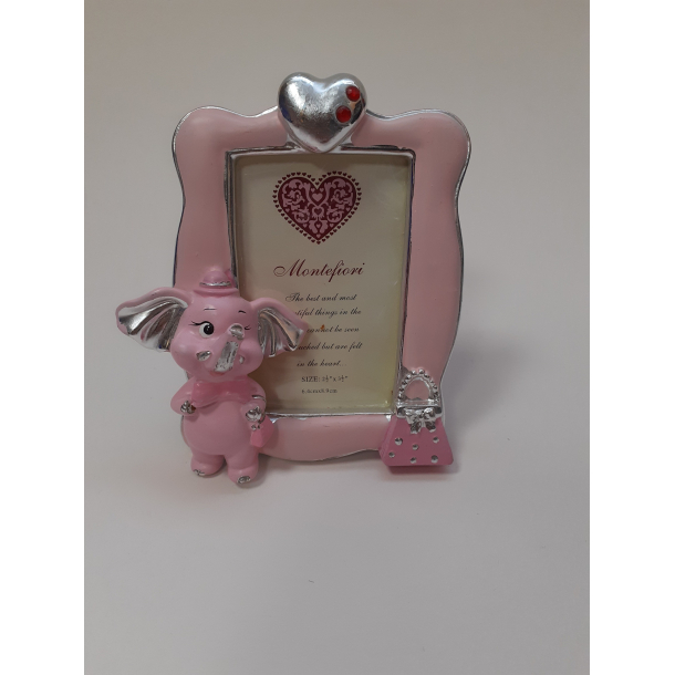 Billedramme m elefant, lyserd, 2. sortering