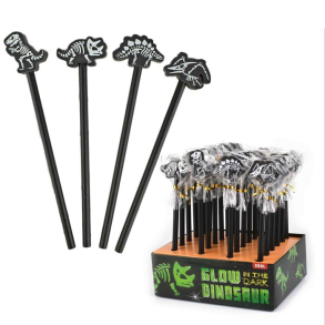 Blyant m. viskelder selvlysende dinosaur