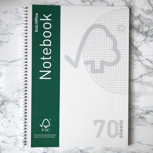 BNT Kollegieblok A4, 70 blade, kvadreret