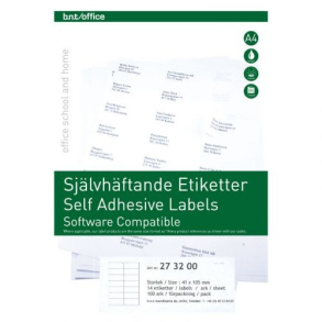 BNT selvklbende etiketter, 4,1x10,5 cm, 100 stk.